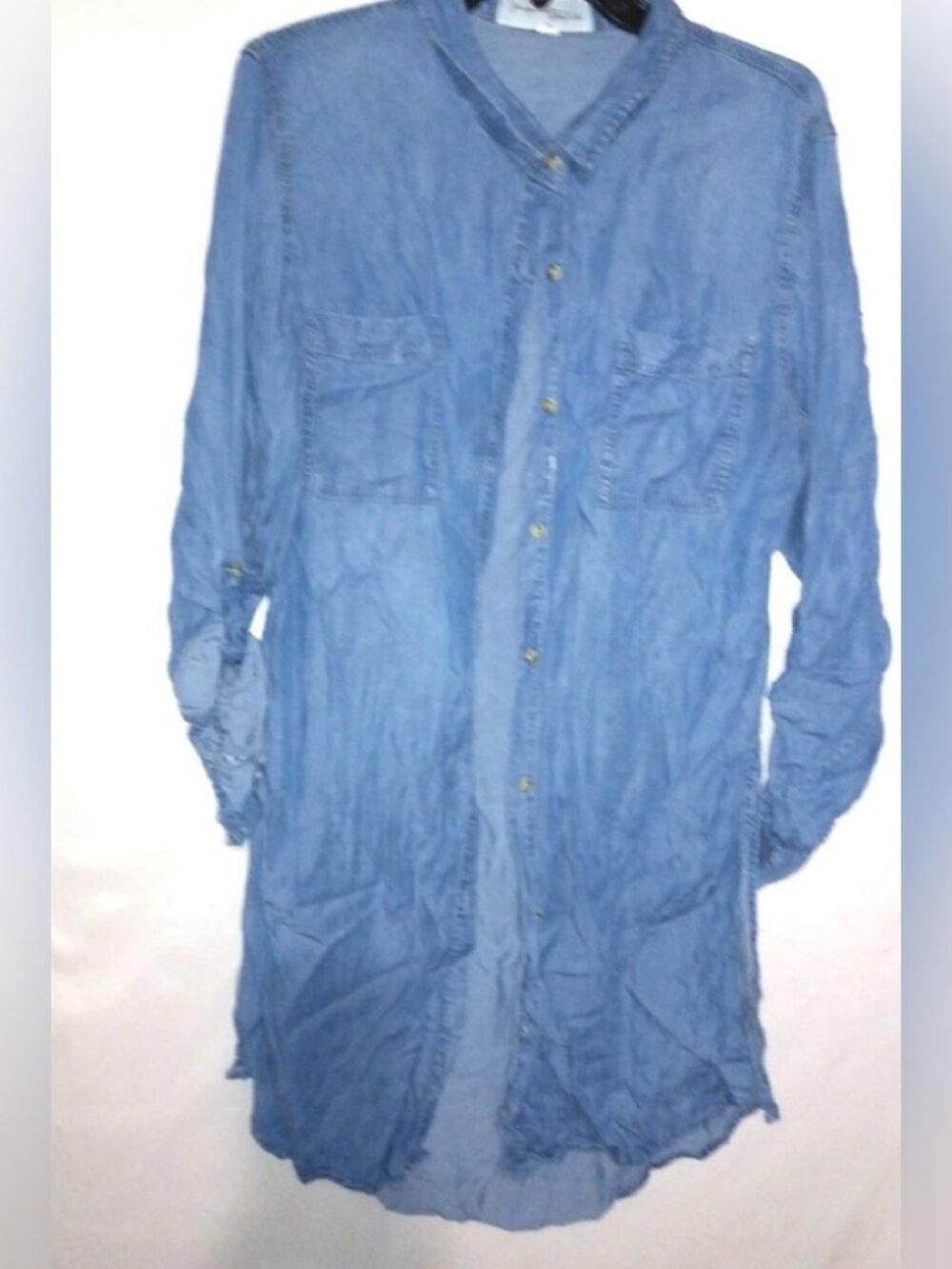 Young Hearts Run Free L Western Country Chambray Button Down Jeans Shirt Top